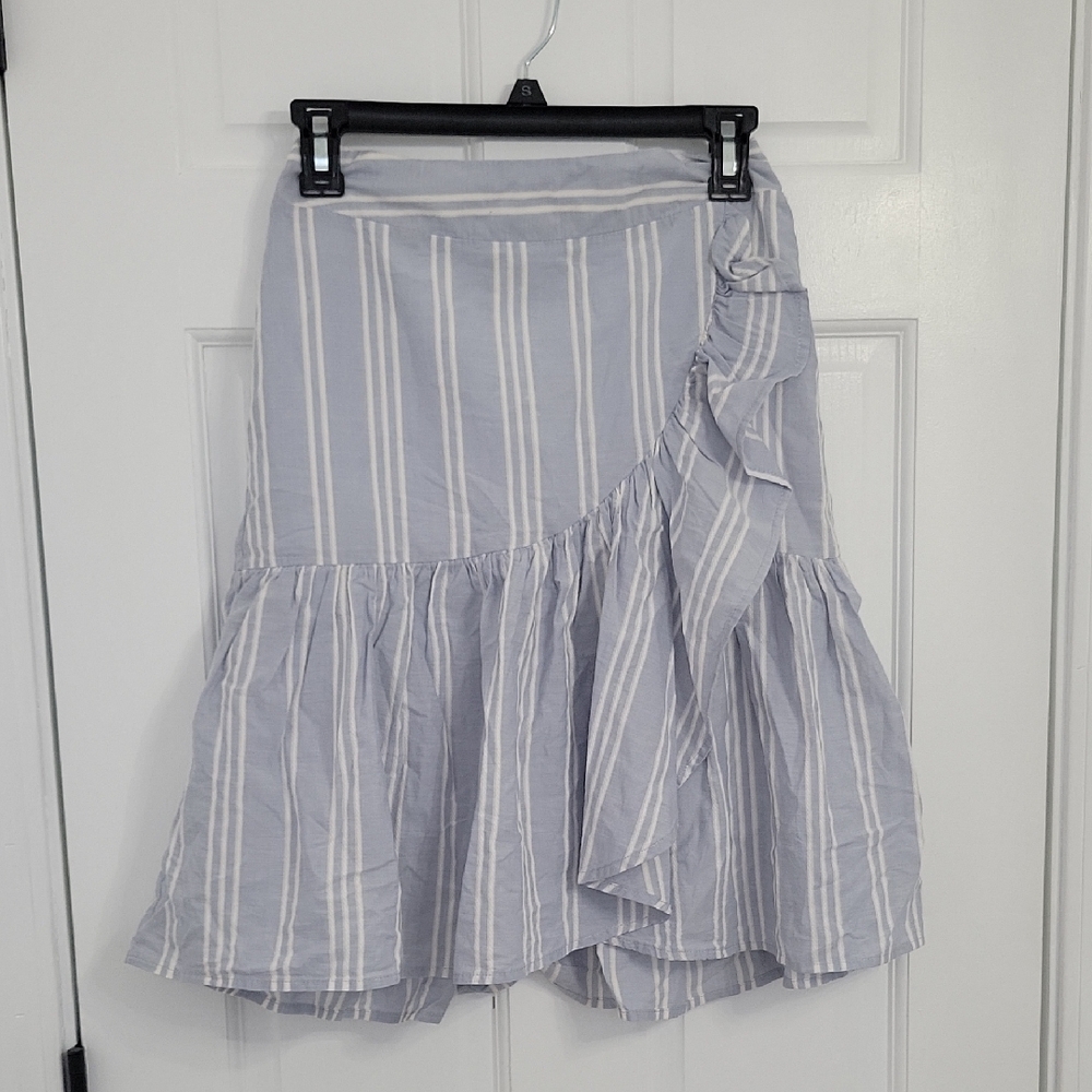 Blue Asymmetrical Trumpet Midi Skirt